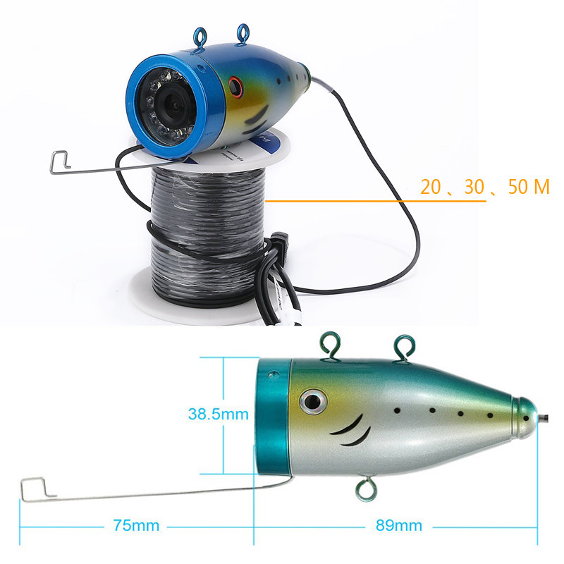 7'' Inch 1000 TVL Underwater Visual Fish Finder Carema DVR Video Recorder 15pcs White LEDs 15pcs Infrared Lamp Ice Lake
